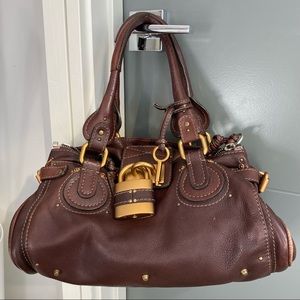 CHLOE Vintage Boston Brown Leather Bag with Lock & Key, Dustbag Great condition